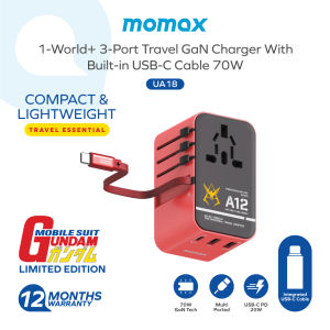 Mobile Suit Gundam Limited Edition Momax UA18 1-World+ 70W 3-Port Travel GaN Charger With Built-in USB-C Cable