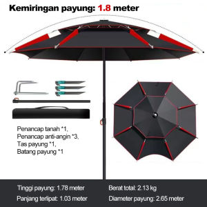 Payung Tenda 260 cm /Payung cafe outdoor/ Tenda payung hotel dan restoran/Outdoor Taman Hotel Pantai Teras