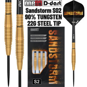 ONE80 STEEL TIP DART - 22G SANDSTORM 02 90% TUNGSTEN DART SET ORIGINAL STEEL DARTS (ARROW DART KELULI)