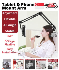 Tablet & Phone Holder Flexible Stand Arm Aluminium 360 Rotate All Angle Nonslip