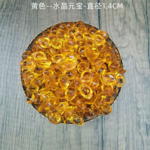 招财贡品水晶彩色元宝招财黄水晶小七彩琉璃金元宝摆件家居开业创意装饰品 Crystal Treasure Ornaments Gold Treasure Aquarium Treasure Basin Decoration Yellow Crystal Treasure