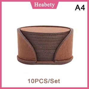 Heabety 10 cái bộ tròn cảm thấy đế lót ly bàn ăn bảo vệ đế lót ly chịu nhiệt cà phê trà nóng uống cốc placemats