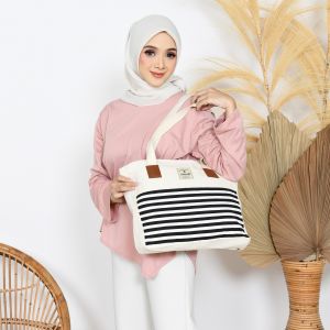 Carravelle Store tote bag kanvas / tas wanita totebag risleting bisa custom sablon