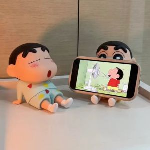 HXPUZM PVC Doll Creative Phone Holder Crayon Shin-Chan Figure Support Cell Phone Bracket Figure Toys Cartoon Mobile Phone Stand Phone Accessories