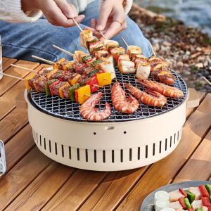 CHENJIE with Grill Pan Barbecue Grill Smokeless Anti-scalding Handle Charcoal Stove BBQ Tool Ventilation Design Tea Stove Outdoor