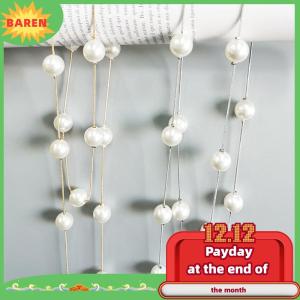 BAREN เข็มขัดผู้หญิงประดับมุกแบบเรียบง่ายปรับได้สายโซ่โลหะบางสำหรับสุภาพสตรีชุดเดรสสายรัดเอวแบบบางเครื่องประดับตกแต่ง