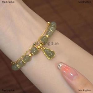 [COD] Modingdue Chinese Style Imitation Gourd Pendant Bracelet For Women Girls Double Layer Chain Lucky Beaded Bracelet Jewelry Party Gift