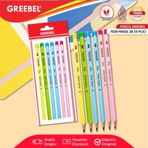 GREEBEL Pensil Pencil Tulis 2B (7028) PASTEL MOOD / Pensil Tulis kayu / Grafit Graphite / Pensil Ujian Sekolah / Alat Tulis