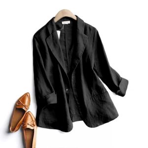 Blazer wanita korean style ROMANCE - Blazer wanita kekinian bahan Katun Linen Rami - S.M.L.XL.XXL