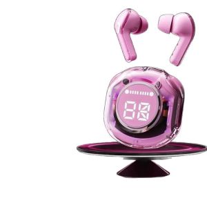 Transparent Shell TWS Bluetooth Earbuds LED Digital Power Display Macaron Pas Color Half In Ear Wireless Headphone Heavy Bass Waterproof Touch Control Sports Gaming Earphone For Android