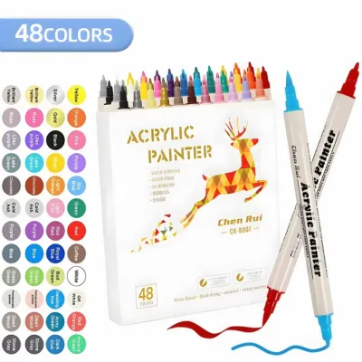 12/24//60/80 Colors Dual Tip Acrylic Marker Pen Set Coloring Set Highlighter Pen Color Marker Set Art Supplies