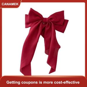 【CANAMEK 】 Bow Ribbon Hairpin Headwear Simple Elegant Satin Spring Clip Fixed Hair Clip Retro Party Headdress Red Hair Accessories