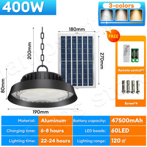 【buy 1 take gift】solar Pendant Lights with solar panel Ceiling light outdoor waterproof IP67 Miners lamp Chandelier LED Aluminum