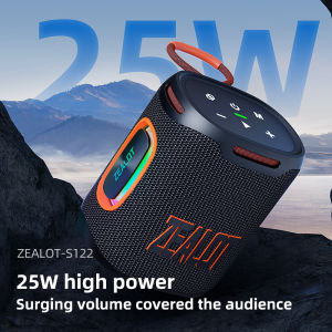 [Malaysia In Stock]ZEALOT Portable Outdoor Bluetooth Speaker Bass Wireless Speaker BT5.4 TWS Connectivity Sound Box with LED Light