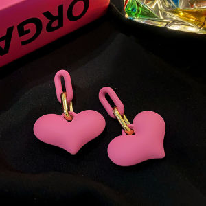 Yin Wei hoa hồng bông tai màu hồng Bông tai nữ mùa hè cá tính siêu lớn Bông tai 2024 mới thích hợp