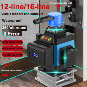 2.5mm/10m High Precision GREEN Laser Level 360° Rotary 4D Auto levelling Laser meter for construction/flooring/leveling with tripod Waterproof