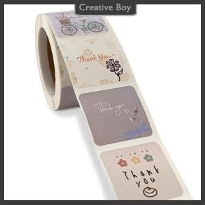 [Creative] 300Pcs Roll Cute Cartoon Floral Thank You Stickers Seal Sticker Envelope Labels
