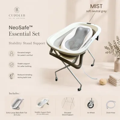 CUDDLEB NeoSafe™ Extra Large Baby Bath Tub For Newborn Foldable Baby Bath Tub 0-5 Yrs BPA Free Extra Thicker