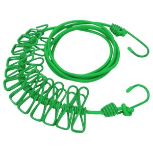 ZH091 Elastic Clothing Drying Rope with Clips Household Clothes Socks Drying Line