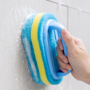 Deyln 3Pcs Kitchen Cleaning Bathroom Toilet Kitchen Glass Wall Cleaning Bath Brush Handle Sponge Bath BottomBathtub Ceramic Cleaning Tools