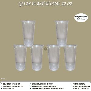 Gelas Cup 22 Oz Gelas Plastik Oval (Isi 50 Pcs-W.GO22)