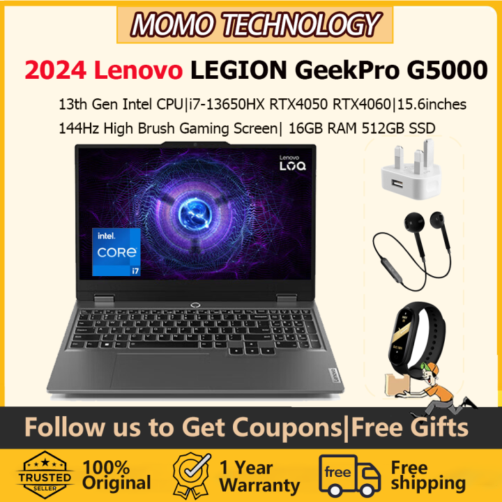 2024 Lenovo LEGION GeekPro G5000 Laptop|Lenovo Gaming Laptop|13th Gen Intel CPU|i7-13650HX RTX4050 RTX4060 Notebook PC|15.6INCH|144Hz High Brush Gaming Screen|16GB RAM 512GB SSD Computer Notebook|Lenovo Laptop联想拯救者电脑