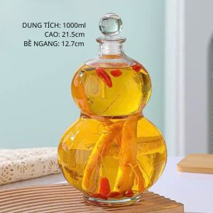 Chai thủy tinh dáng hồ lô dung tích 250ml 375ml và 500ml thủy tinh trong suốt nắp gỗ nắp thủy tinh cao su - Kamglass