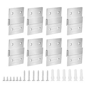 French Cleat Wall Mounting Brackets set with Aluminum Z Clip Wall Panel Support Easy to Use for Art & Mirror Hanging
