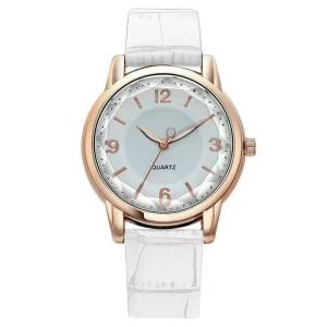 Fashionable Women Watch Round Simple Trendy Leather Strap Ladies Diamond Mirror Quartz Watch Zircon