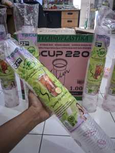 Gelas plastik bening datar 22oz isi 50pcs gelas slim