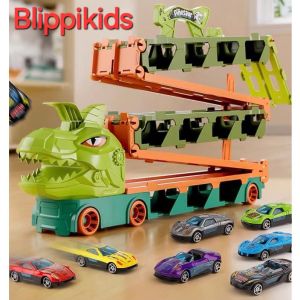 Xe Khủng long vận chuyển biến hình thành đường đua dài 2.1m và 8 Xe Ô tô thể thao Mini hợp kim