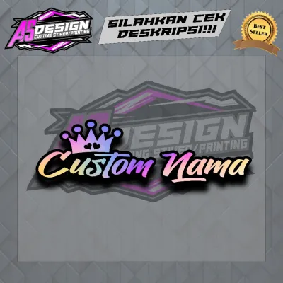 STIKER CUSTOM NAMA MAHKOTA CUTE STIKER CUTTING HOLOGRAM CUSTOM NAMA ANDA