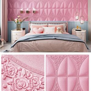 TERMURAH Wallpaper Dinding FOAM EMBOS 3D Foam Batik Emboss Gold Putih dan Cokelat