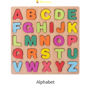 Mumystation Mainan puzzle kayu edukasi anak 3D Huruf Angka Alphabet Bentuk Mainan Anak Wooden Puzzle