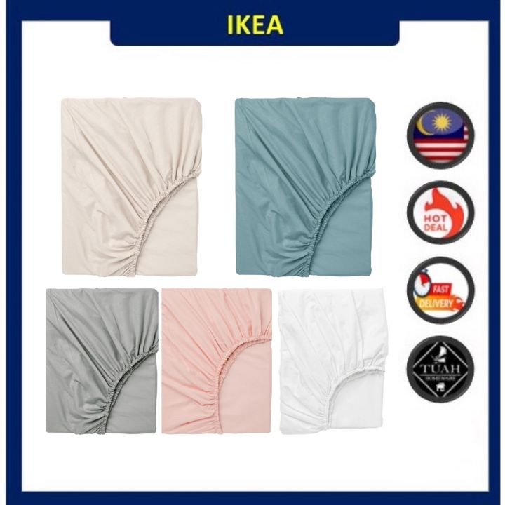 IKEA DVALA Fitted Sheet (90x200cm) Lazada