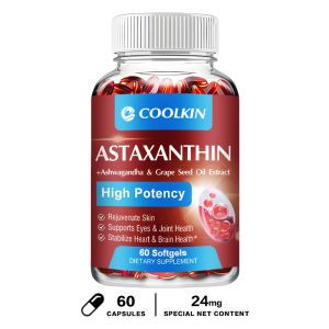 COOLKIN Astaxanthin Capsules Strong Antioxidant Kesihatan Kulit Mata Anti Penuaan Awet Muda