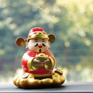 FUNG MALL Phong cách Trung Quốc Đồ trang trí Thần Tài Sử dụng năng lượng trời Kho báu thu hút tài lộc Tượng Thần Tài Bùa may mắn Quà tặng Đồ trang trí xe hơi Nội thất ô tô