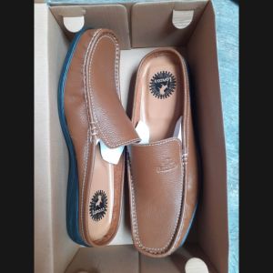 Sepatu sandal selop putih kasual sandal bustong kulit sepatu sandal semi formal