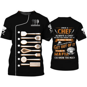 Chef T-Shirt mens designer clothes Short Sleeve T Shirts 3D Print Kitchenware Cool Design Fashion Work Clothes Tees Tops h260528