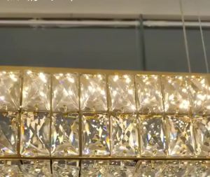 Dining Table Crystal Pendant Light 100CM/120CM Long Strip LED Hanging Lamp Gold Silver Stainless Steel Led Chandelier Lights For Dining Room Bar Restaurant Lighting Lamps 【现代奢华】水晶吊灯,LED长条餐厅吊灯,金/银不锈钢材质Fast shipping