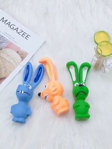 Squeaky Dog Chew Toy Durable Molar Teeth Cleaning Interactive Pet Supplies for Puppy Small Medium Dogs Dog Latex Chew Toy Naughty Rabbit Squeaky Long Ears Natural Rubber Puppy Teething Durable Pet Supplies
