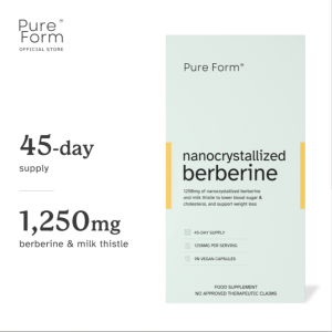 PURE FORM Nanocrystallized Berberine | 1250mg Berberine + Milk Thistle | Supports Weight Management