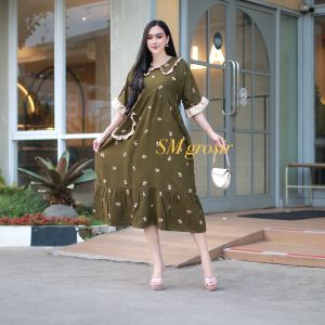 Daster dinda jumbo bahan rayon tebal resleting depan saku depan nyaman di pakai sehari-hari