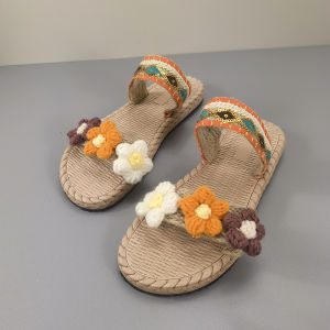 [Free Shipping] Summer Casual Thick-Soled Slippers For Women Featuring A Floral Bohemian Ethnic Design A Wedge Heel And A Non-Slip Sole Made Of Fashionable EVA Material