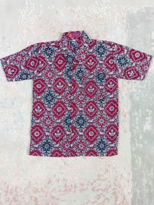 Baju Batik Merah Sekolah Anak sd Lengan Pendek Kelas 1-6