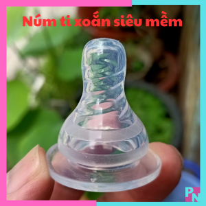 Núm vú xoắn siêu mềm Kichi núm ti sử dụng cho bình sữa cổ hẹp chống sặc chống đầy hơi (không BPA)