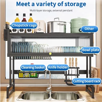 Kitchen sink rack dishes drain rack multi-function countertop sink sink top  bowl storage cupboard
