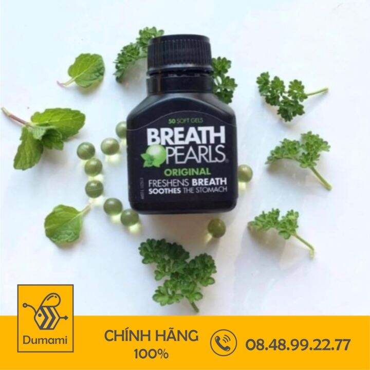 Kẹo thơm miệng Breath Pearls Natural Của Úc Lọ 50 viên