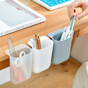 WENQI กันน้ำครับ ง่าย ความจุขนาดใหญ่ ประหยัดพื้นที่ อุปกรณ์สำนักงาน กล่องเก็บของตั้งโต๊ะ กล่องดินสอ hangable ภาชนะปากกา วางกล่องดินสอ