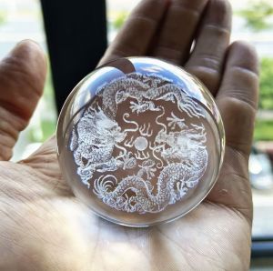 [Local Stock] Creative 3D LED Oriental Dragon Ship ball Crystal Ball Bedroom night Warm sleep light decorative wood base